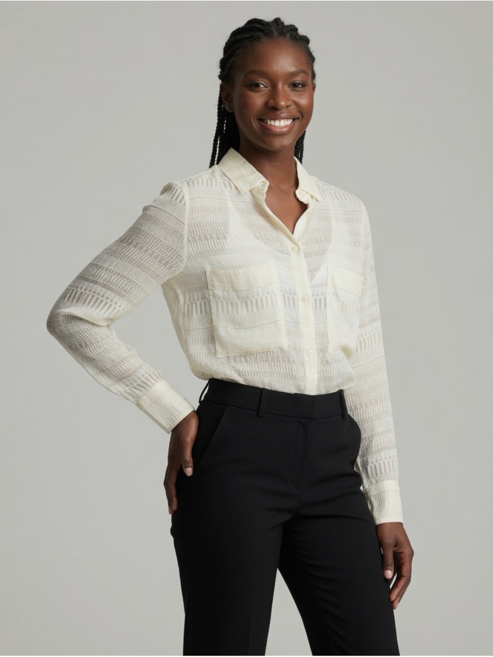 Iro Alaina Ecru Ivory Sheer Long Sleeve Shirt 4